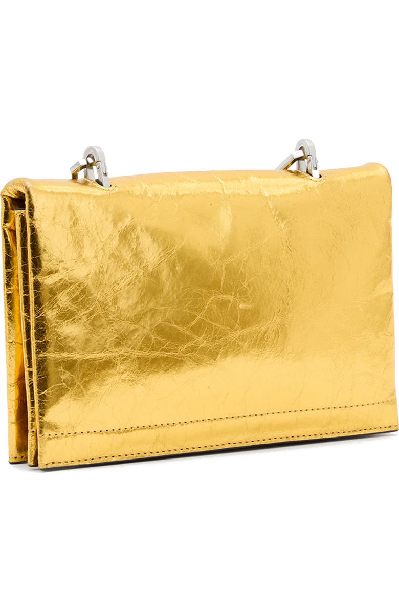 AllSaints Yua Leather Clutch, Alternate, color, Warm Gold