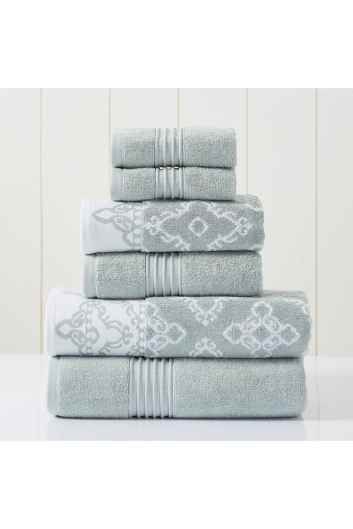 Modern Threads Yarn Dyed Jacquard/Solid Towel 6-Piece Set - Charlize Stone