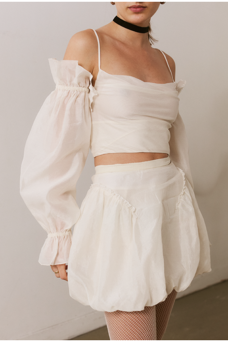 Una Bubble Mini Skirt, Alternate, color, Cream