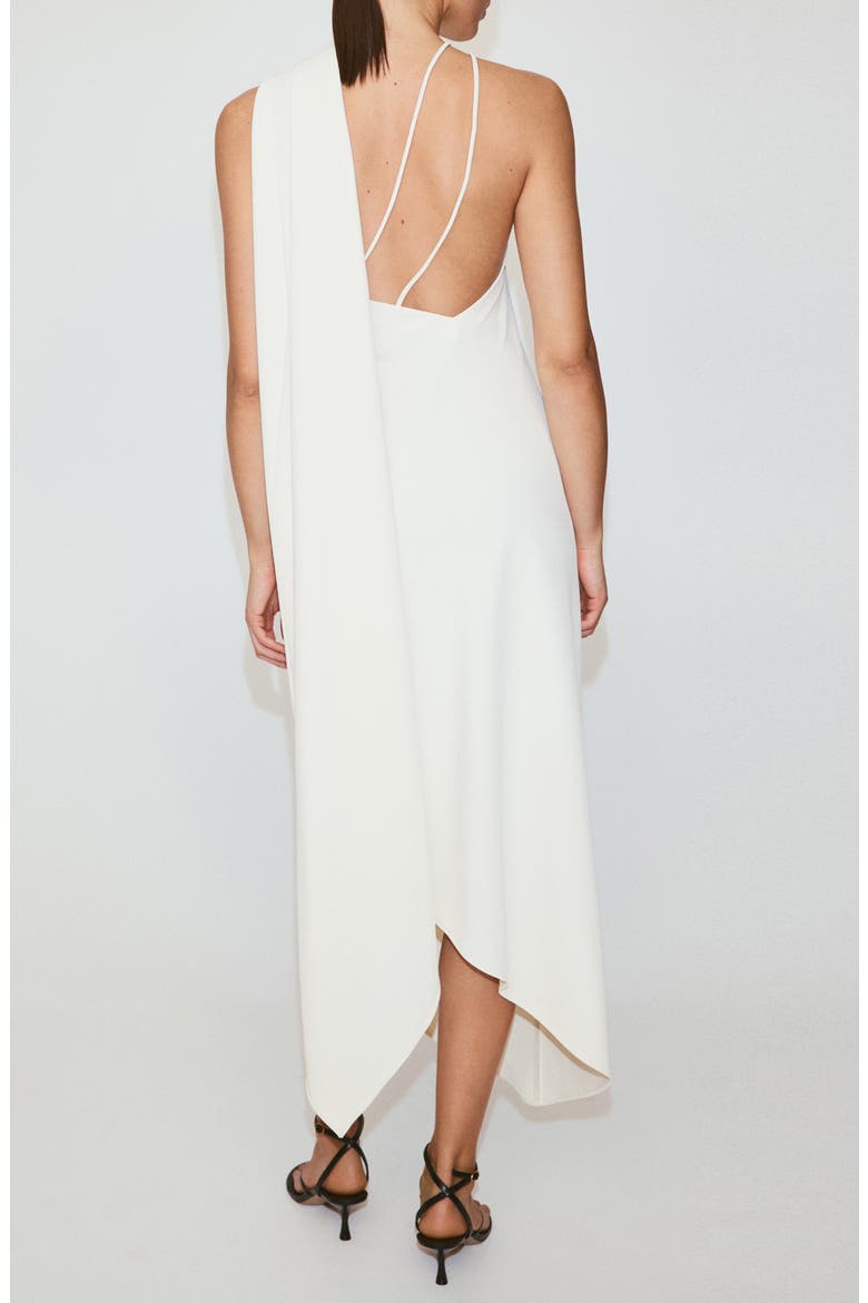 Asymmetric One-Shoulder Maxi Dress with Scarf, Alternate, color, ECRU