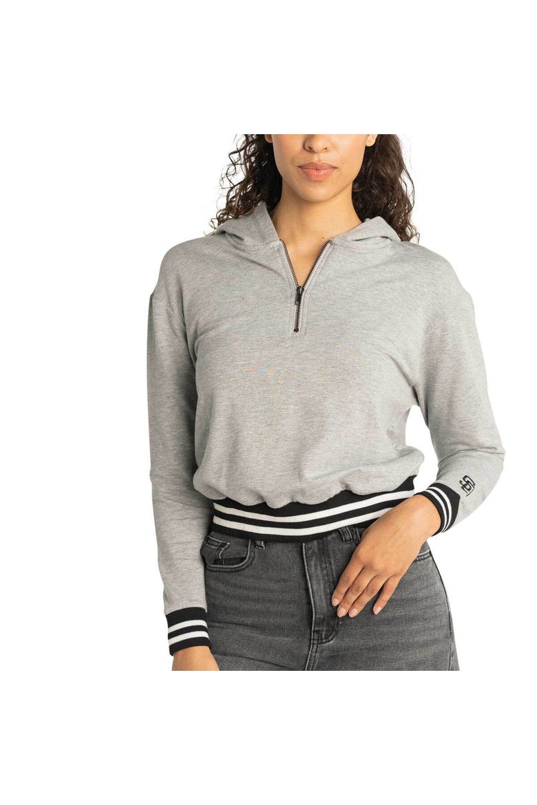 Women's Lusso  Gray San Diego Padres Magnolia Tri-Blend Quarter-Zip Hoodie, Alternate, color, Gray