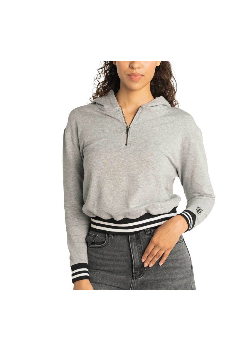 LUSSO Women's Lusso  Gray San Diego Padres Magnolia Tri-Blend Quarter-Zip Hoodie, Alternate, color, Gray