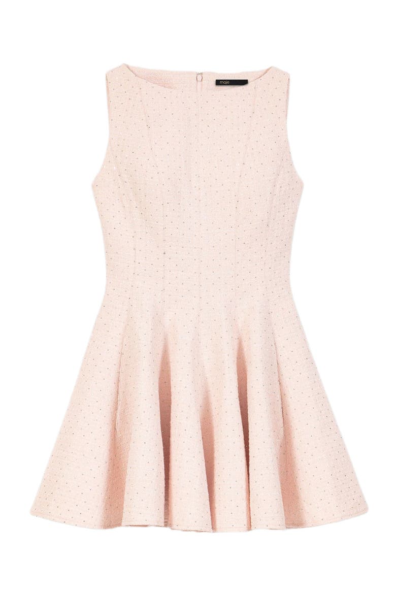 Short flared tweed dress, Alternate, color, Pink