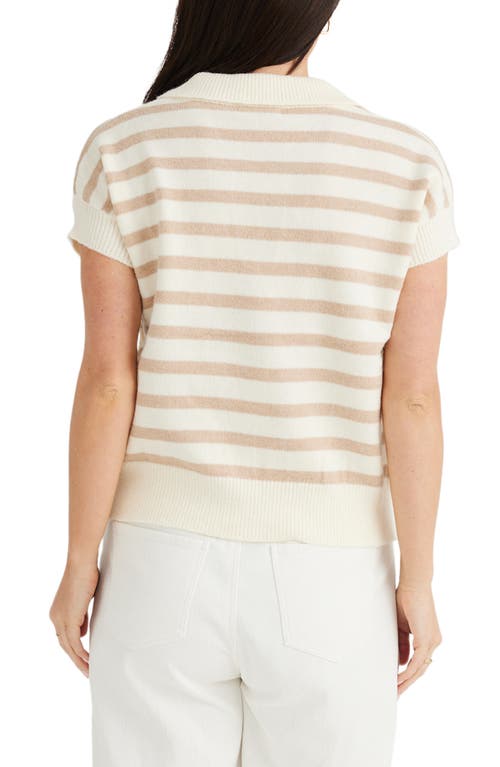 BRAVE + TRUE BRAVE+TRUE ANGELICA STRIPE SHORT SLEEVE POLO SWEATER 