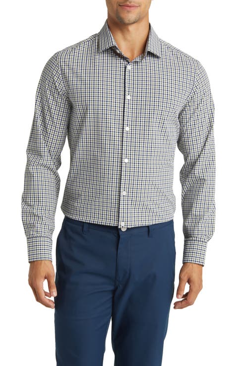 Leeward Trim Fit Gingham Button-Up Shirt