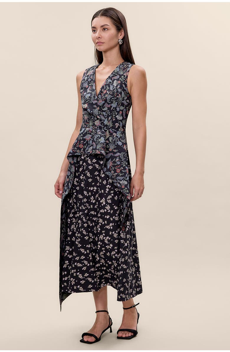 Rebecca Taylor Aurelia Stretch Linen Dress, Alternate, color, Navy Multi