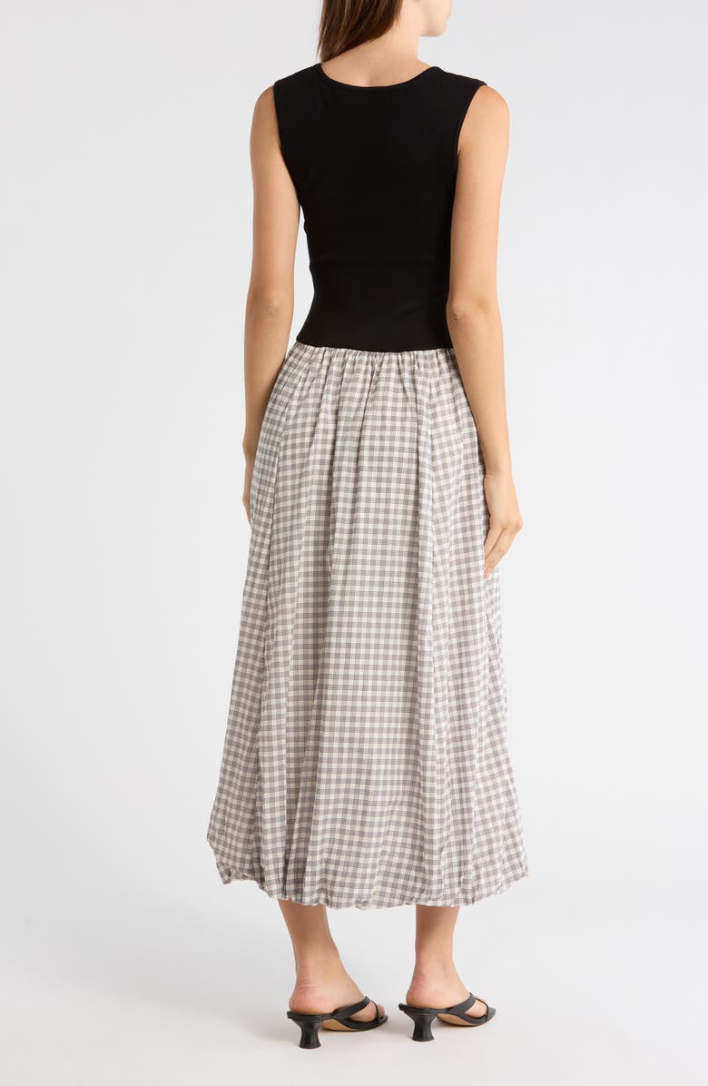 Blu Pepper Sleeveless Mixed Media Midi Dress, Alternate, color, Black