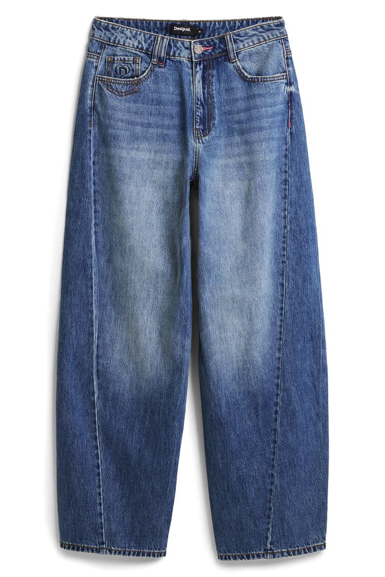 Hight Waist Barrel Legs Jeans, Alternate, color, MEDIUM BLUE
