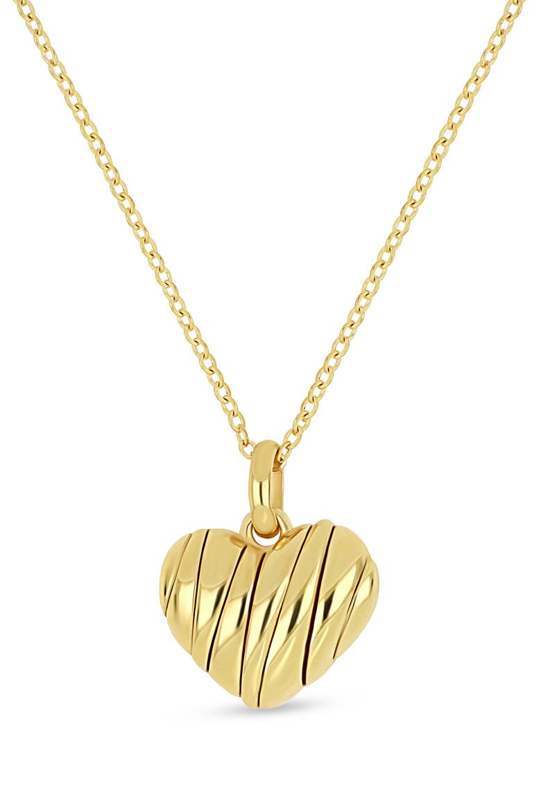 14K Yellow Gold Textured Heart Pendant Necklace, Main, color, 14KY GOLD