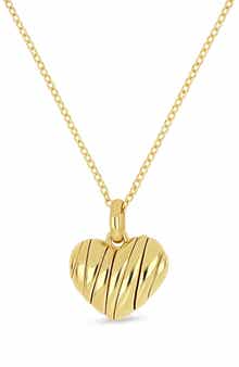 14K Yellow Gold Textured Heart Pendant Necklace