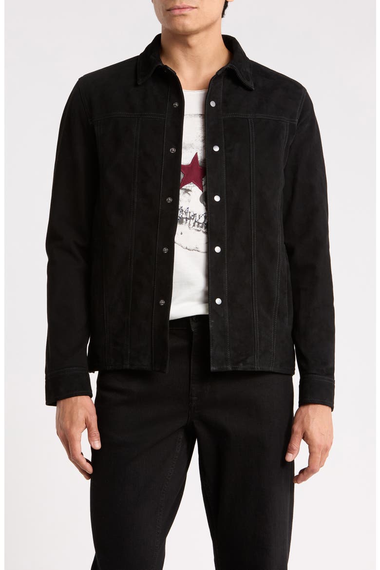 Rawson Suede Shirt Jacket, Main, color, BLACK
