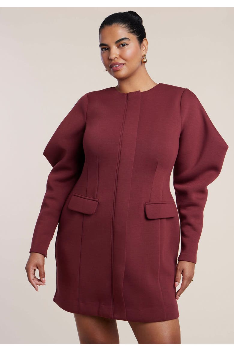 Exaggerated Sleeve Jacket Mini Dress, Alternate, color, FIRED BRICK