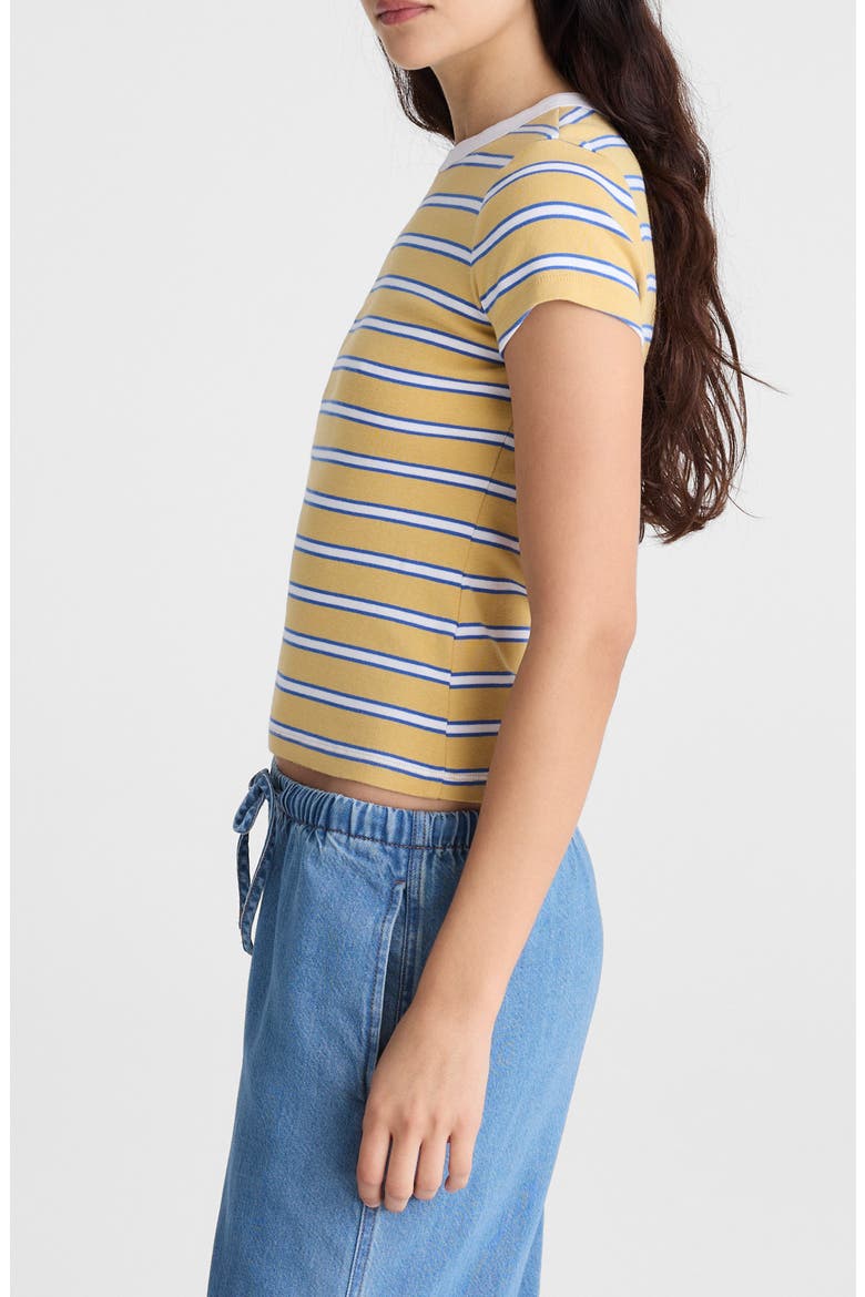 The '90s Crewneck Cotton T-Shirt, Alternate, color, RETRO YELLOW STRIPE