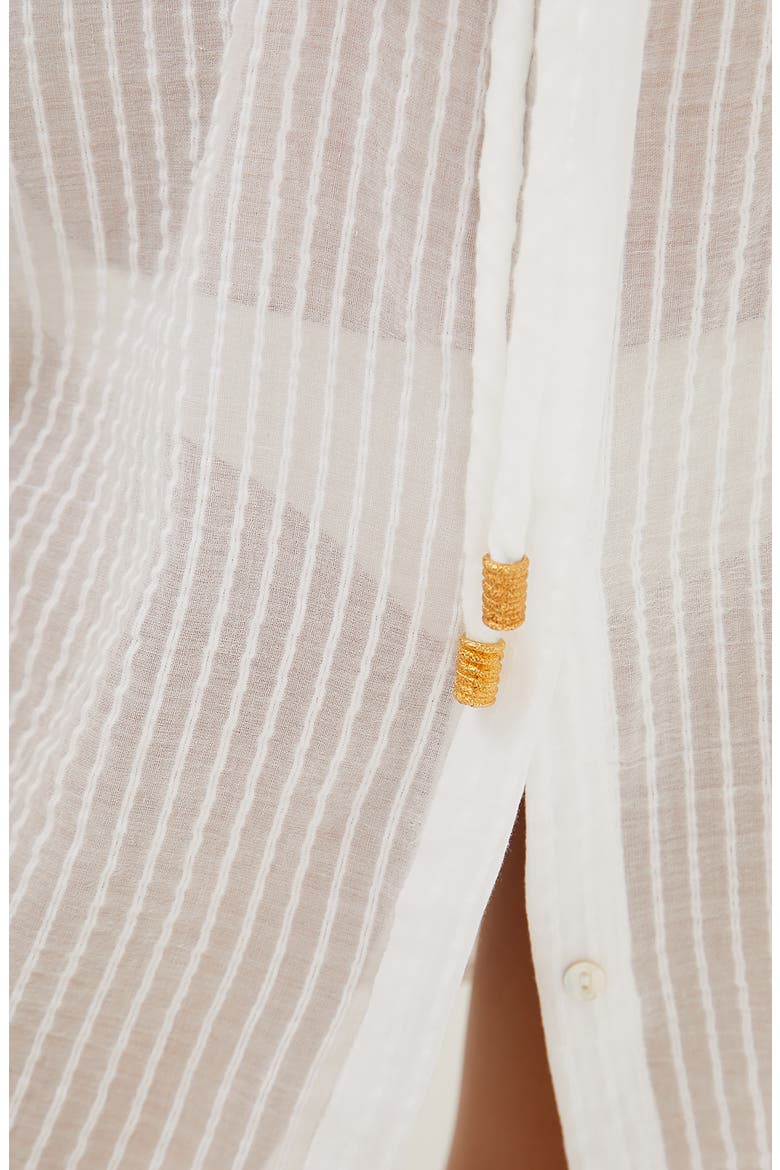 Lilou Button-Up Drawstring Cover-Up, Alternate, color, OFF WHITE