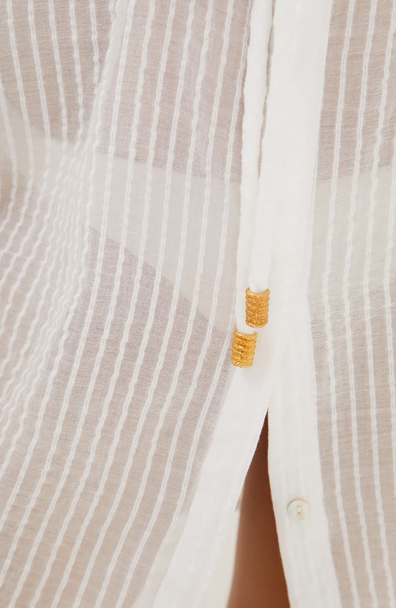 ViX Paula Hermanny Lilou Button-Up Drawstring Cover-Up, Alternate, color, Off White