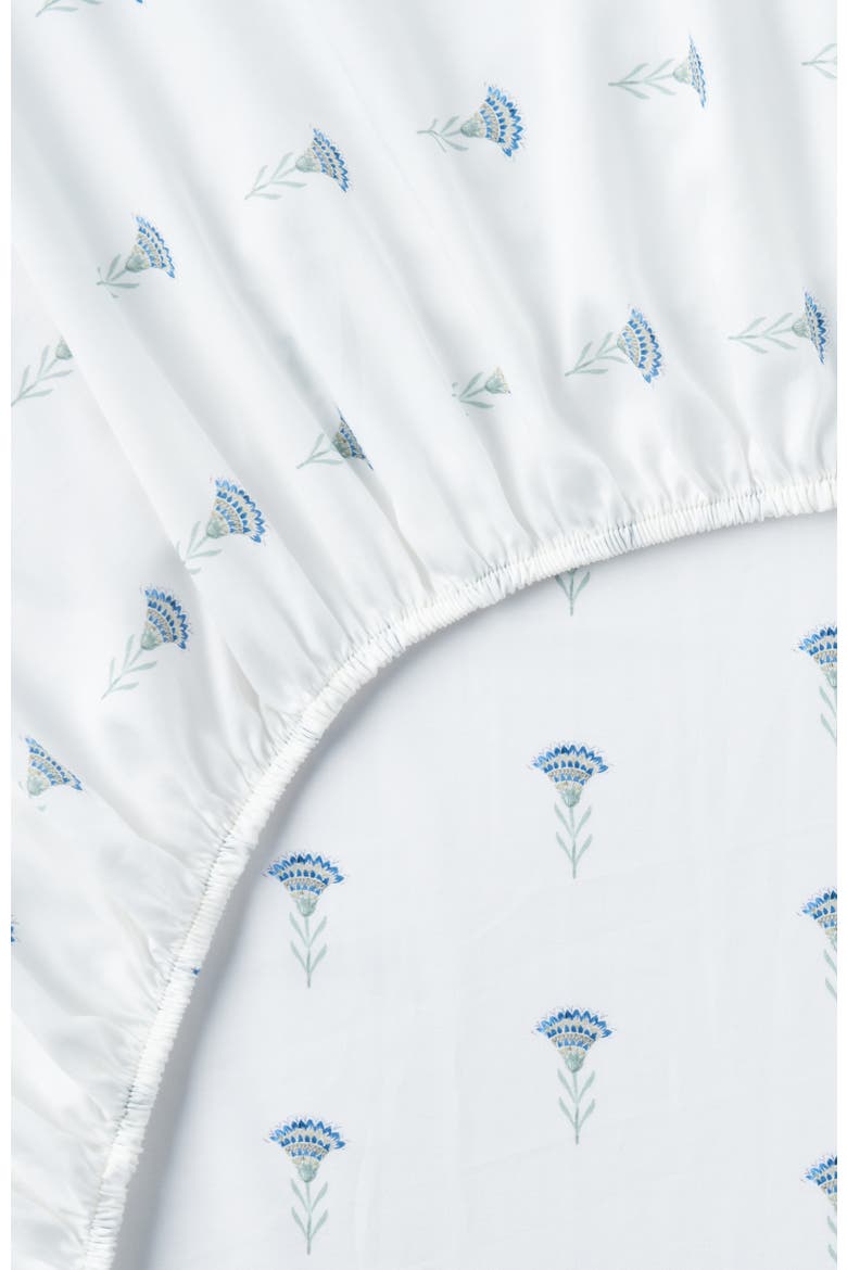 Tropical Floral Luxury Cotton Sateen Sheet Set Bundles, Alternate, color, Blue