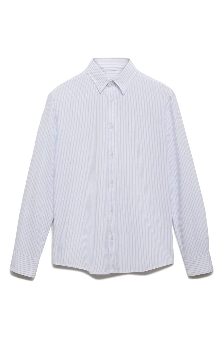 MANGO Regular Fit Stripe Cotton Button-Up Shirt, Alternate, color, White
