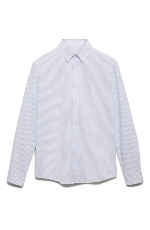 Mango Regular Fit Stripe Cotton Button-up Shirt In White