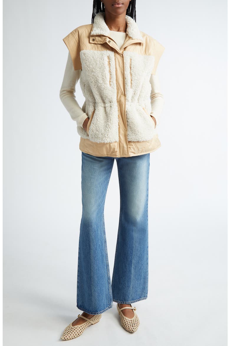 Shiloh Faux Shearling Mixed Media Vest, Alternate, color, DRIFTWOOD