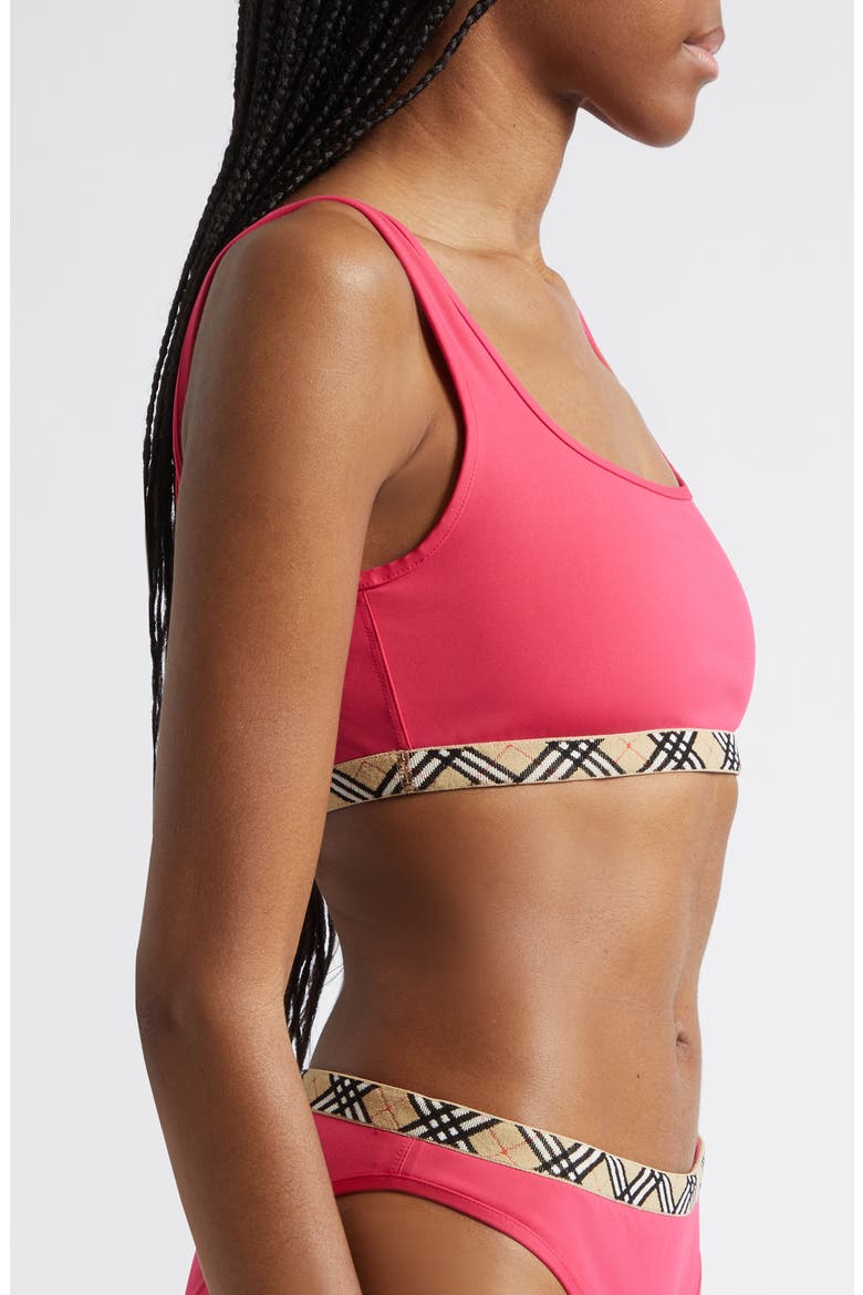 Check Trim Bikini Top, Alternate, color, JAM RED