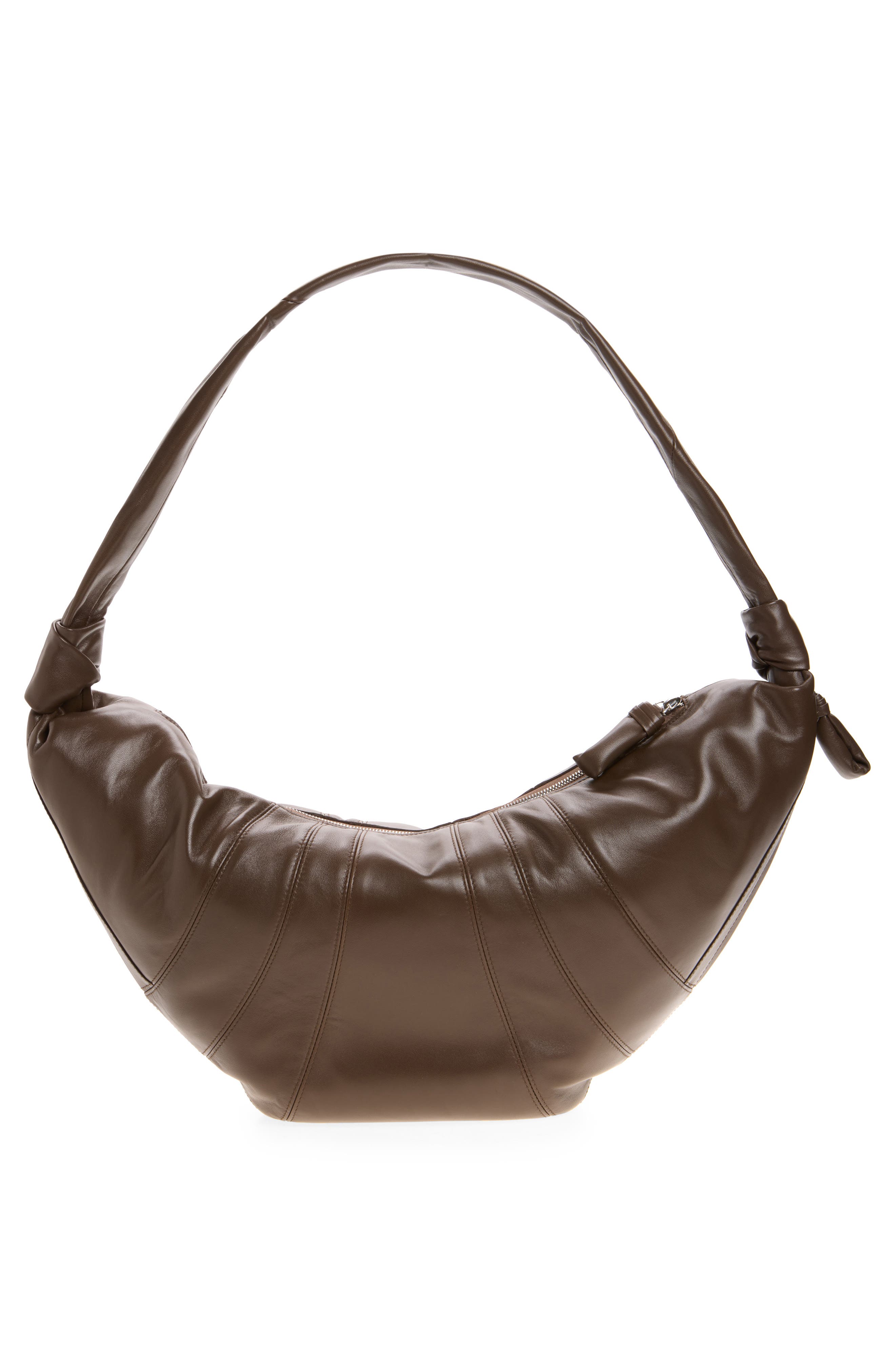 Large Croissant Leather Bag, Alternate, color, OTTER