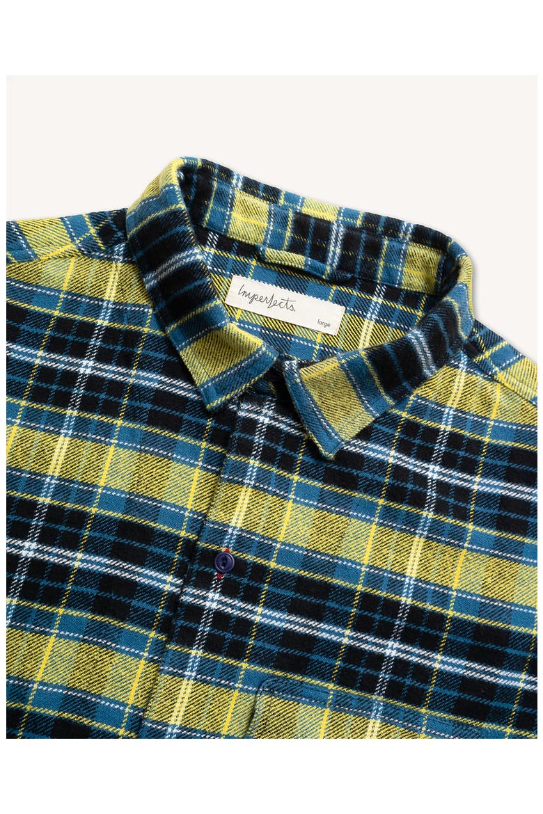 Plaid Flannel Shawl Collar Button-Up Shirt, Alternate, color, IMPERFECT GLITCH