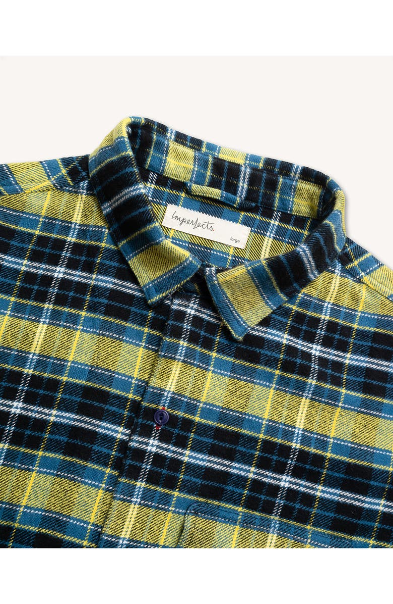 Imperfects Plaid Flannel Shawl Collar Button-Up Shirt, Alternate, color, Imperfect Glitch