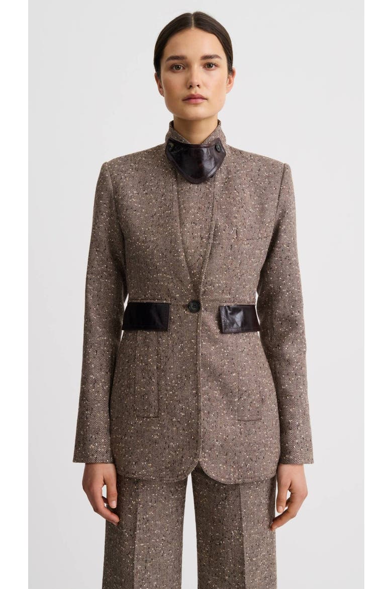 Tweed Tailored Boyfriend Blazer, Alternate, color, Biscotti Tweed