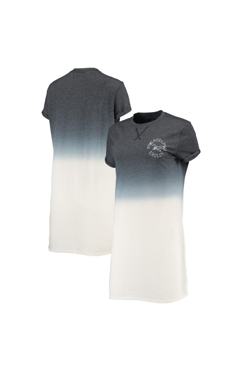 Junk Food Women's Junk Food Heathered Black/White Philadelphia Eagles Ombre Tri-Blend T-Shirt Dress, Alternate, color, 