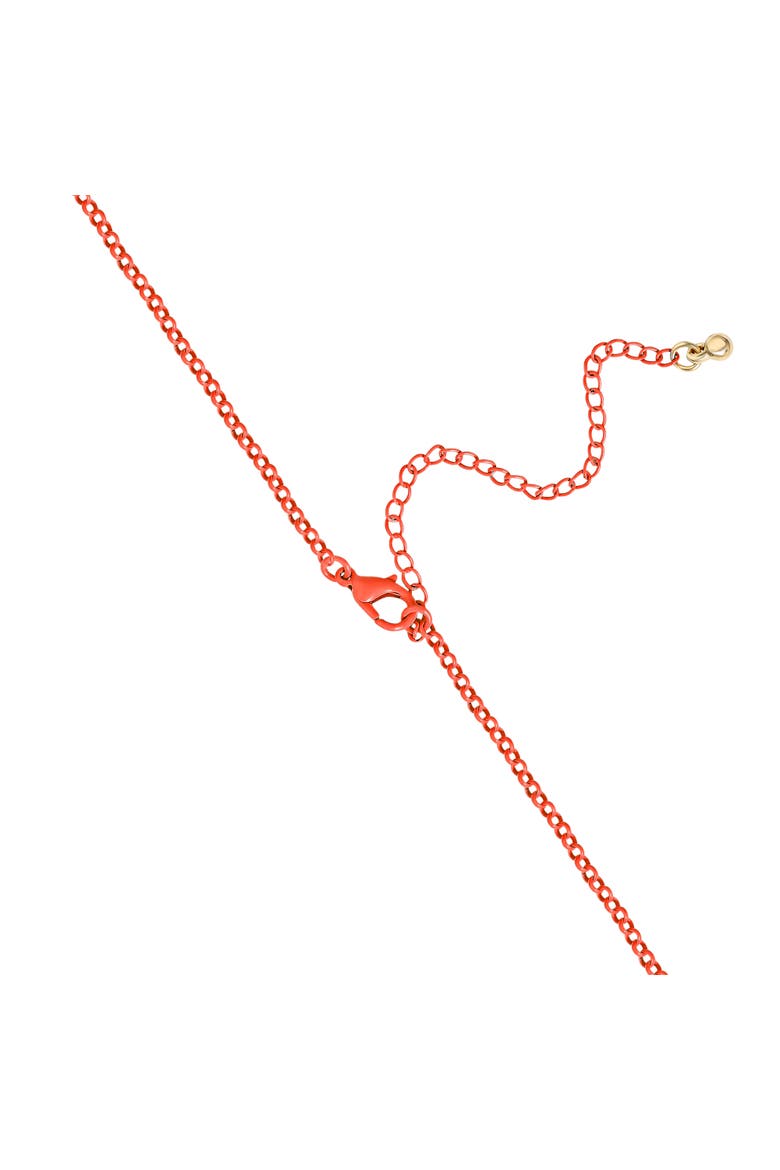 Pave Pendant Necklace with Neon Red Chain, 16"+ 3", Alternate, color, Gold, Neon Red