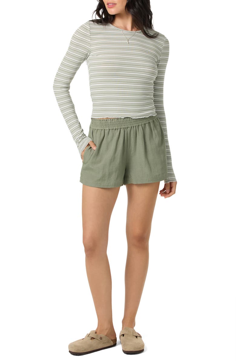 O'Neill Errin Stripe Crop Long Sleeve T-Shirt, Alternate, color, Sea Spray