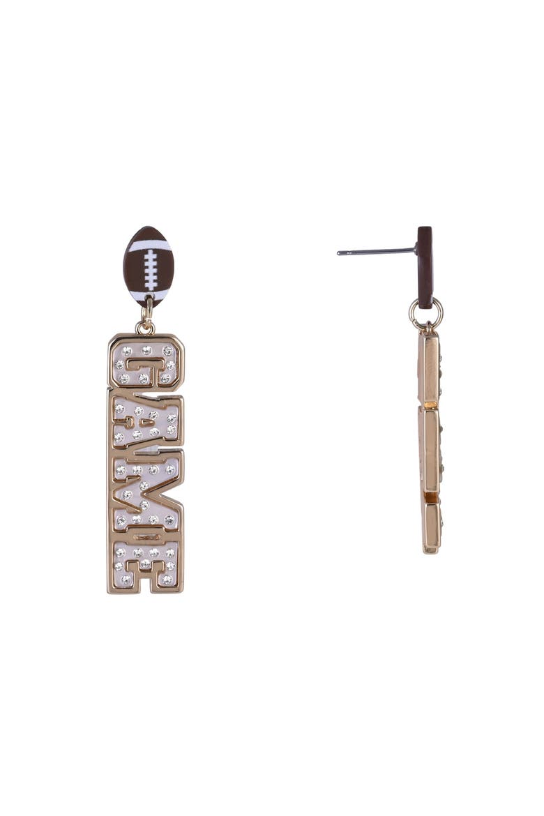 Game Day Stone Linear Earrings, Alternate, color, Brown
