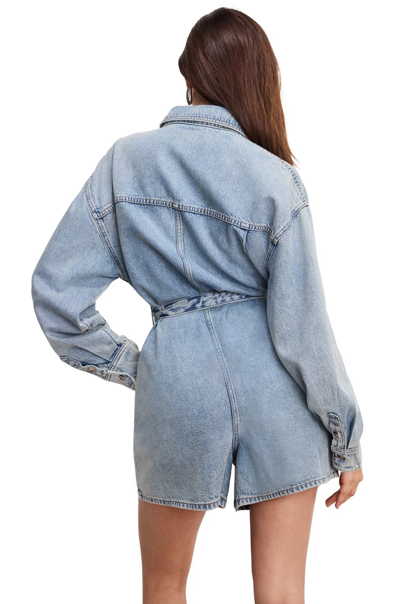 Good American Weightless Denim Romper, Alternate, color, Indigo793