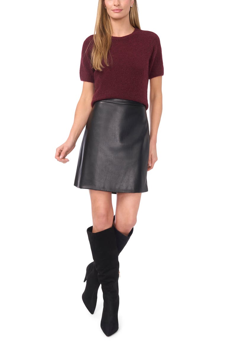 Short Sleeve Crewneck Sweater, Alternate, color, BURGUNDY