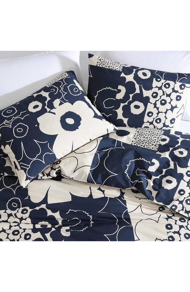 Marimekko Unikko Kollaasi Duver Cover & Shams Set, Alternate, color, Open Dark Blue