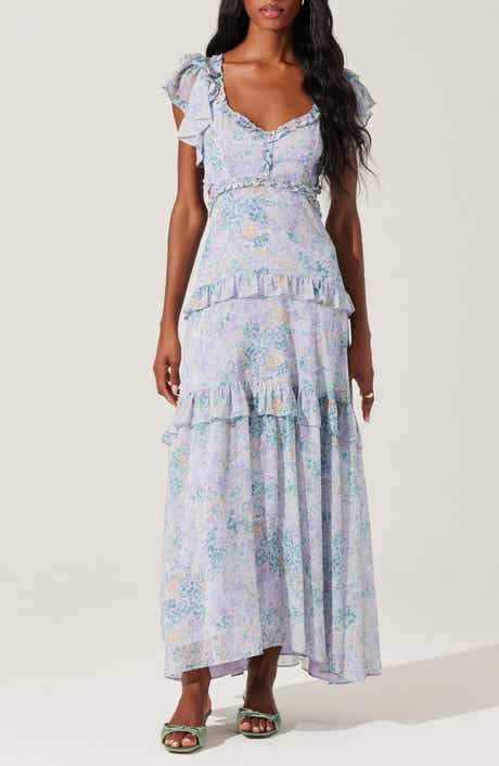 ASTR the Label Mable Floral Tiered Cutout Chiffon Dress