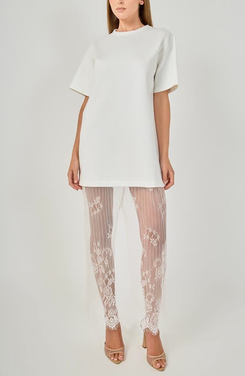 Mixed Lace T-Shirt Midi Dress