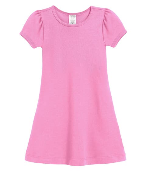 Girls Soft 100% Cotton Puff Short Sleeve Dress