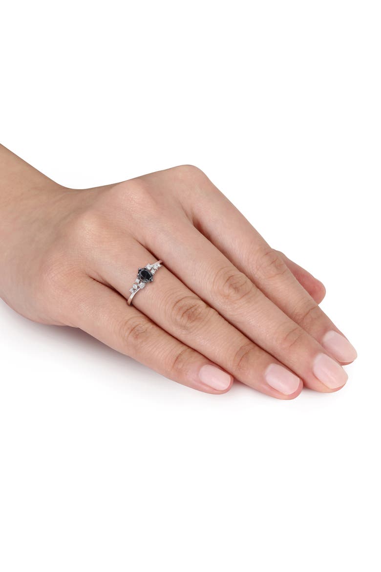 Black & White Diamond Oval Cluster Ring 14k, Alternate, color, 14k White Gold