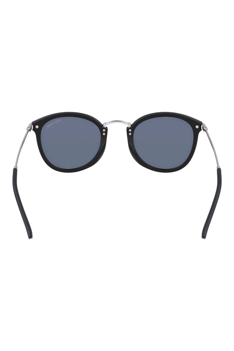 50mm Polarized Round Sunglasses, Alternate, color, BLACK