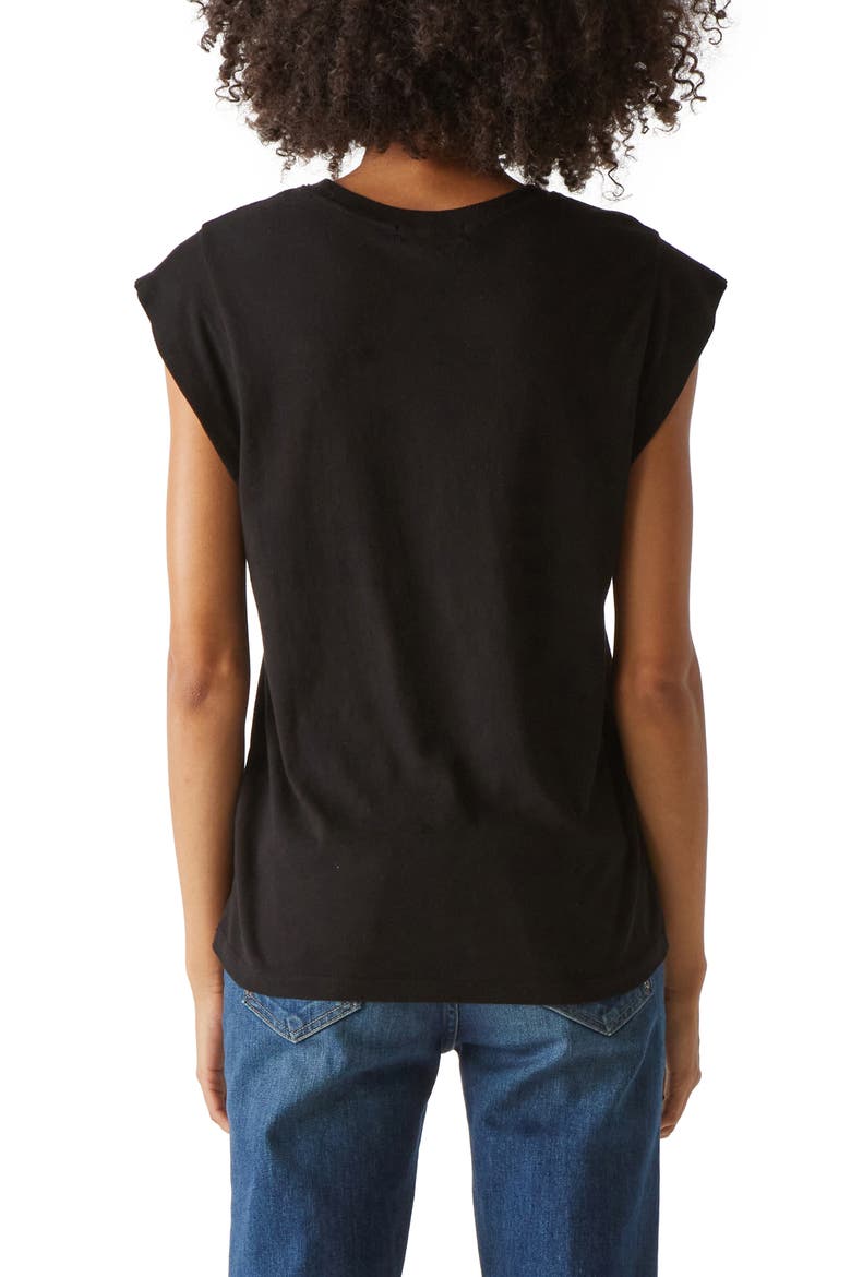 Joey Power Shoulder T-Shirt, Alternate, color, BLACK