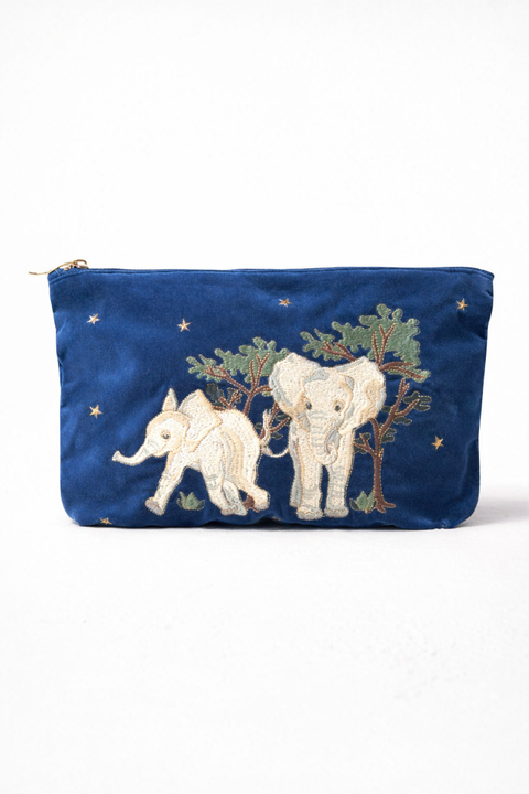 Baby Elephant Conservation Velvet Everyday Pouch