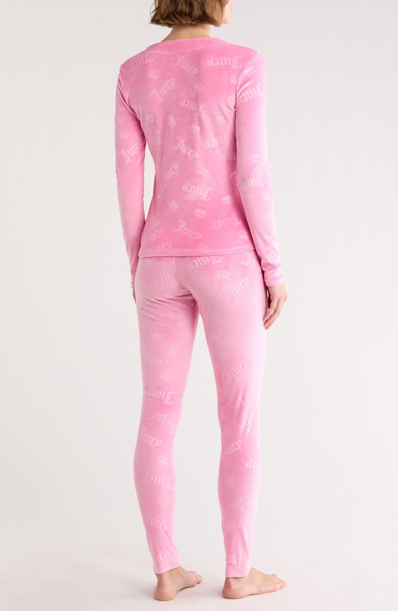 Juicy Couture Velour Zip Long Sleeve Top & Leggings Pajamas, Alternate, color, Blushing Rose