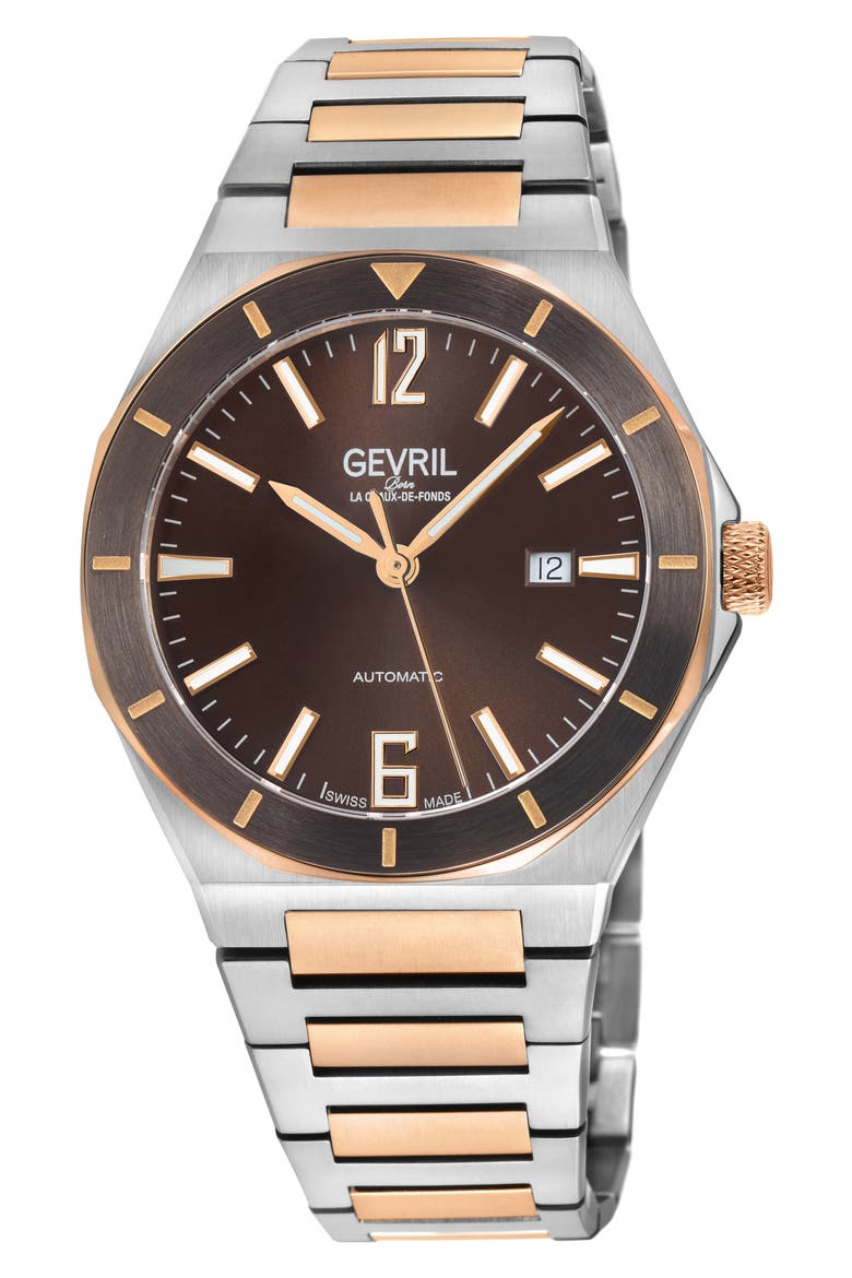 High Line Two-Tone Goldtone Plated Automatic Bracelet Watch, 43mm, Main, color, TWO TONE