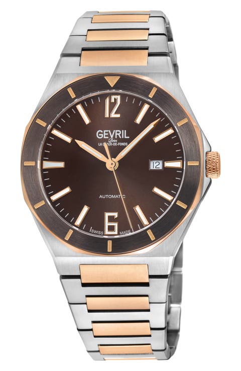 High Line Two-Tone Goldtone Plated Automatic Bracelet Watch, 43mm