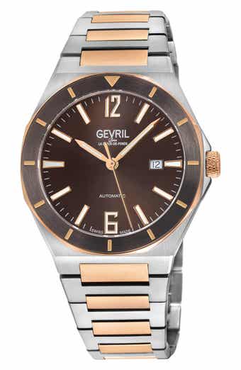 GEVRIL High Line Two-Tone Goldtone Plated Automatic Bracelet Watch, 43mm