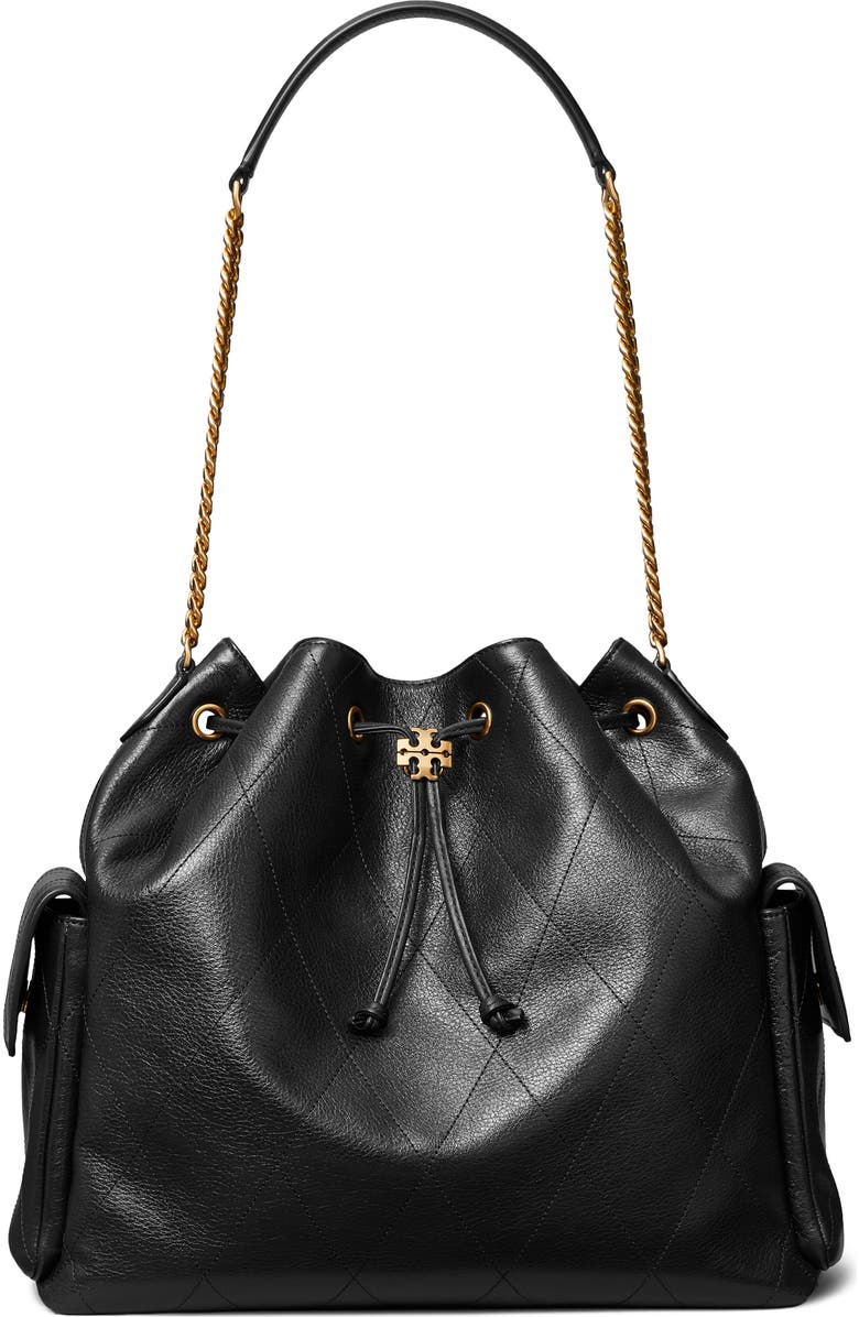 Tory Burch Large Charlie Quilted Leather Drawstring Shoulder Bag, Main, color,