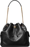 Tory Burch Large Charlie Quilted Leather Drawstring Shoulder Bag