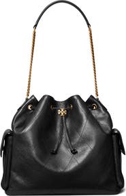 Tory Burch Large Charlie Quilted Leather Drawstring Shoulder Bag