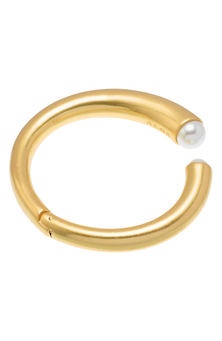 Reiss Alana Faux Pearl Cuff Bracelet, Main, color, Gold Tone / Pearl